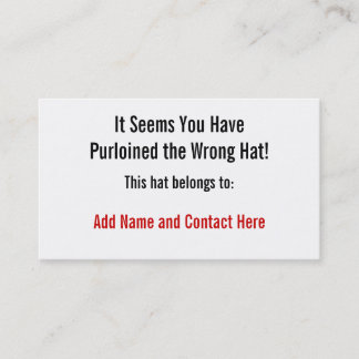Cartão De Visita O chapéu errado