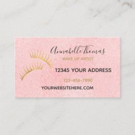 Cartão De Visita O chique cora as pestanas Dourados cor-de-rosa