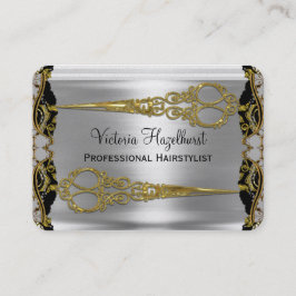 Cartão De Visita O dobro elegante Scissors o Hairstylist francês da