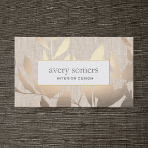 Cartão De Visita O Elegante Dourado deixa o moderno bege de design