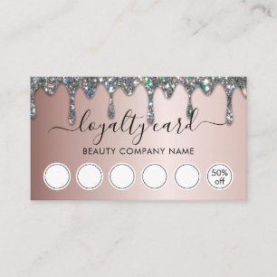 Cartão De Visita O Elegante Glam Faux Silver Glitter reduz a lealda