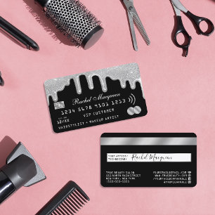 Cartão De Visita O Elegante Silver Glitter Diminui O Crédito Preto