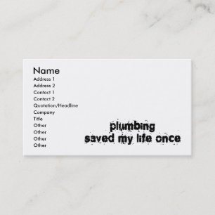 Cartão De Visita O encanamento salvar minha vida uma vez