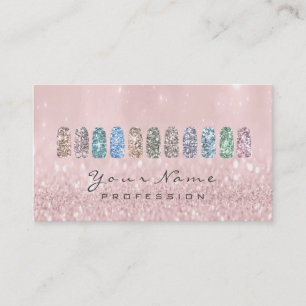 Cartão De Visita O encanto metálico do brilho da arte das unhas