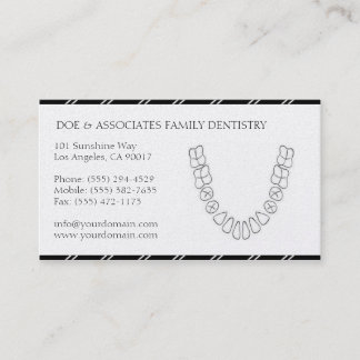 Cartão De Visita O escritório dental do DDS do dentista listra o