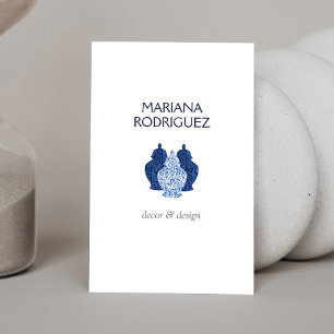 Cartão De Visita O gengibre azul range o designer de interiores