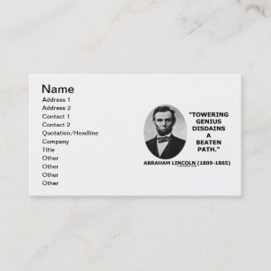 Cartão De Visita O gênio elevado de Abraham Lincoln Disdains batid