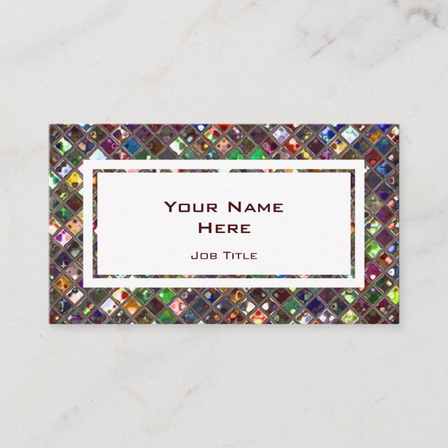 Cartão De Visita O Glitz telha o retângulo branco Multicoloured (Frente)
