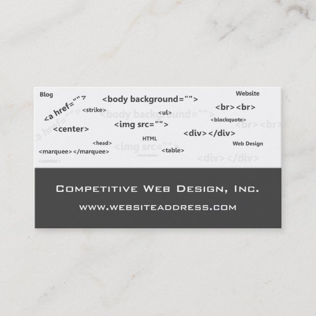 Cartão de visita:: O HTML codifica o design web (Frente)