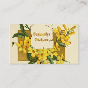 Cartão De Visita O jasmim amarelo do vintage floresce o costume