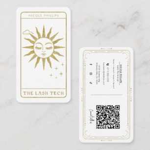 Cartão De Visita O Lash Tech Golden Sun Tarot QR de Mídia Social