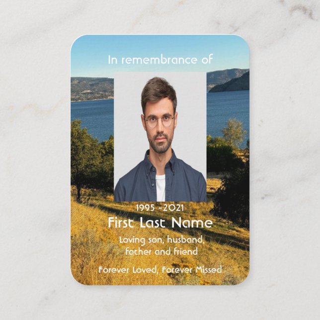 Cartão De Visita O Memorial Photo Orchard Lake Autumn deixa Keepsaa (Verso)