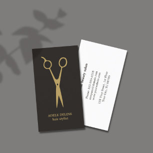 Cartão De Visita O ouro cinzento minimalista Scissor o cabeleireiro