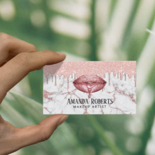 Cartão De Visita O ouro cor-de-rosa goteja o salão de beleza de