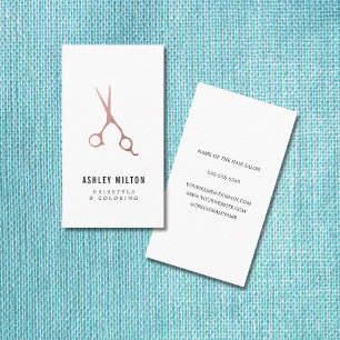 Cartão De Visita O ouro cor-de-rosa simples elegante Scissors o