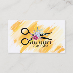 Cartão De Visita O ouro do cabeleireiro Scissor & salão de beleza