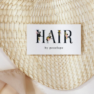 Cartão De Visita O ouro do Hairstylist   cora tipografia floral