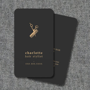 Cartão De Visita O ouro escuro elegante do falso Scissors o