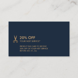 Cartão De Visita O ouro minimalista Scissors o disconto do