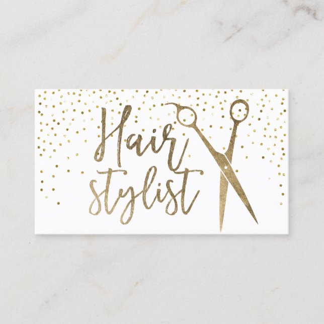 Cartão De Visita O ouro moderno do cabeleireiro Scissor a (Frente)
