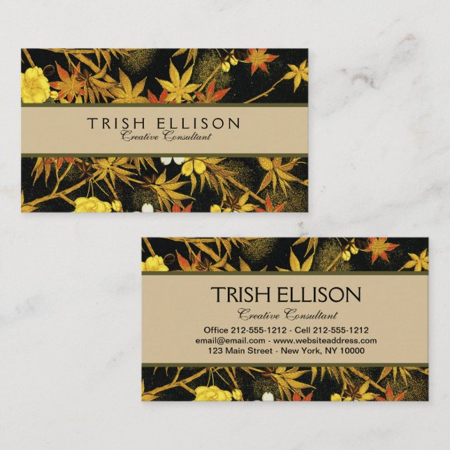 Cartão De Visita O outono japonês deixa arte clássica antiga e rica (Frente/Verso)