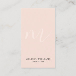 Cartão De Visita O Pastel mínimo moderno do monograma cora vertica