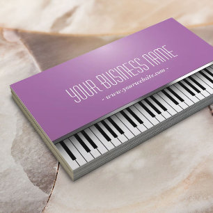 Cartão De Visita O piano da música fecha o roxo elegante