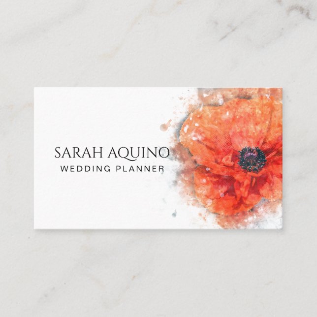 Cartão De Visita O planejador de evento floral da aguarela elegante (Frente)