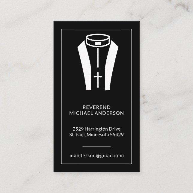 Cartão De Visita O Primeiro Ministro Christian Clergy (Frente)