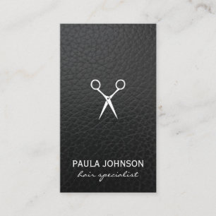 Cartão De Visita O salão de beleza corta o impressão de couro pre