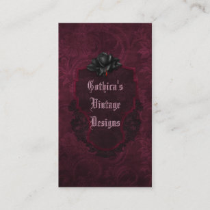 Cartão De Visita O sangue preto gótico do damasco de Borgonha