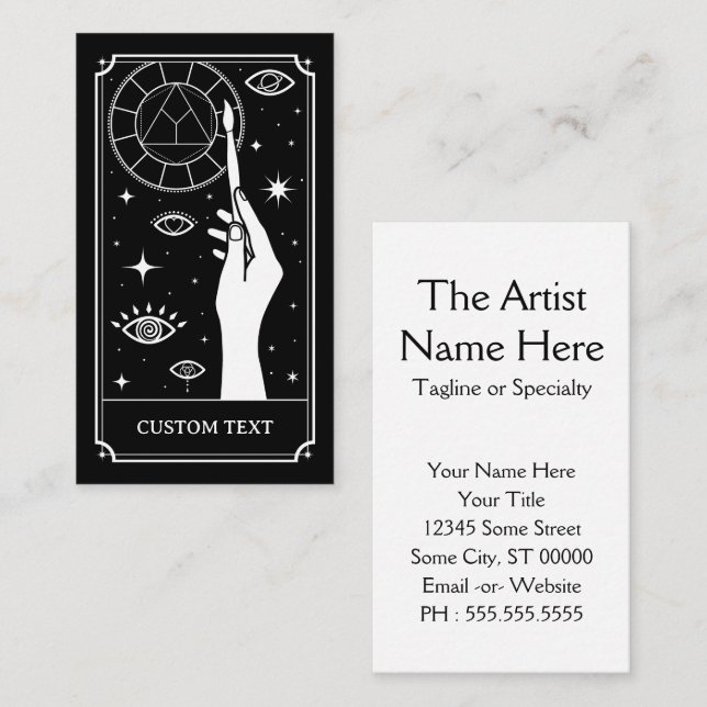 Cartão De Visita o texto personalizado de tarot do artista (Frente/Verso)