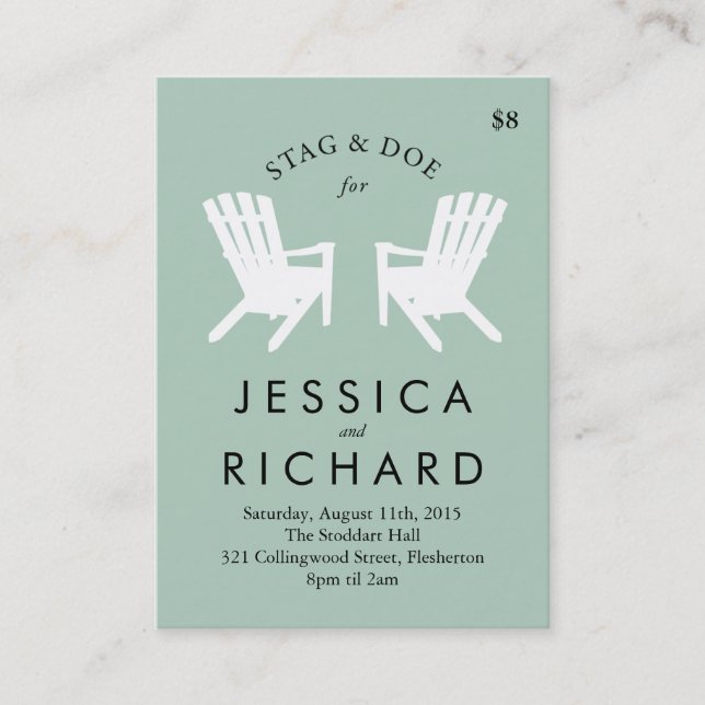 Cartão De Visita O veado e a gama da cadeira de Muskoka Ticket o (Frente)