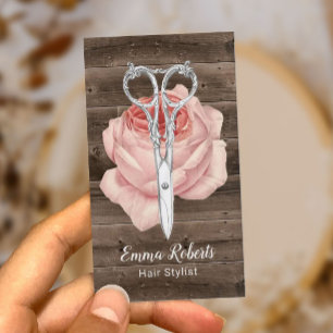 Cartão De Visita O vintage do cabeleireiro Scissor & floresce a