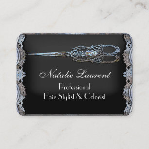 Cartão De Visita O vintage redondo chique completo Scissor o