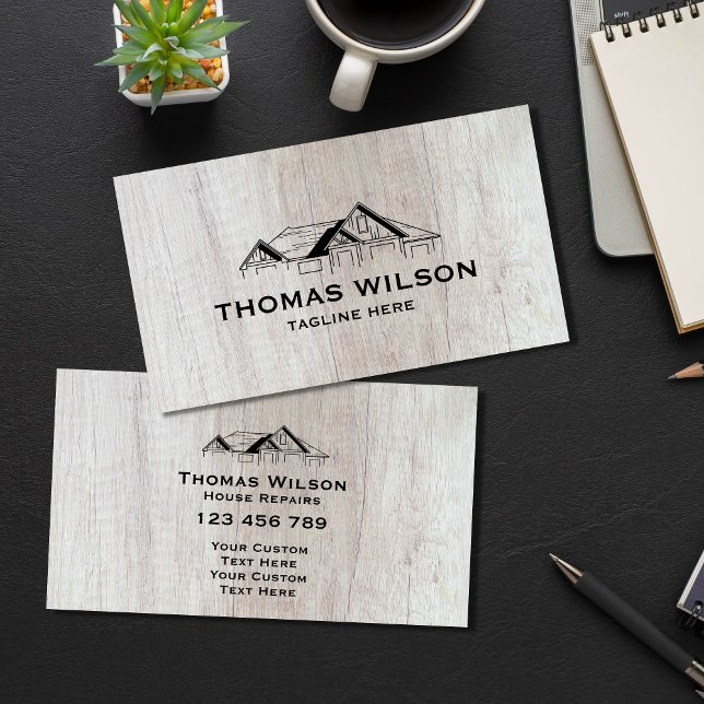 Cartão De Visita Obras modernas de artesanato de carpinteiro madeir (Criador carregado)