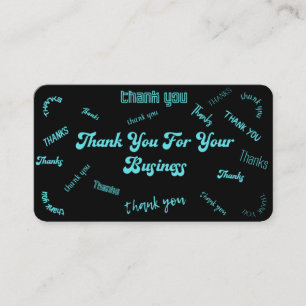 Cartão De Visita Obrigado Azul Turquesa/Preto Personalizável