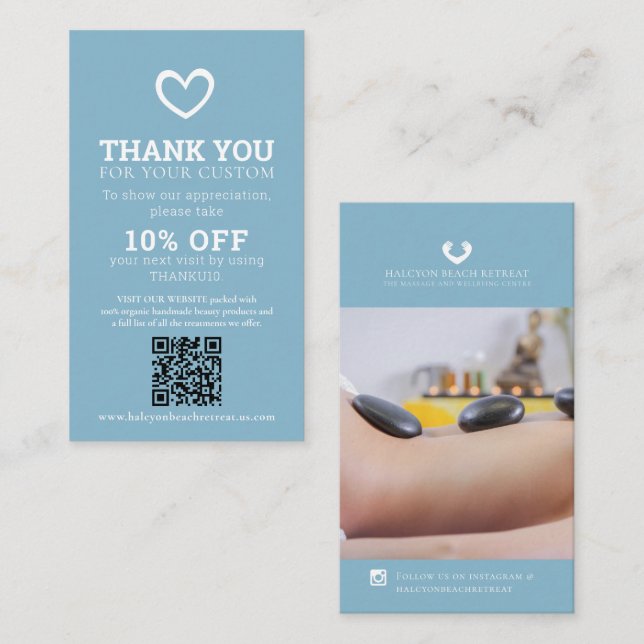 Cartão De Visita Obrigado belo estado de saúde foto promo repetir p (Frente/Verso)