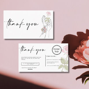 Cartão De Visita Obrigado de flor de ilustração minimalista