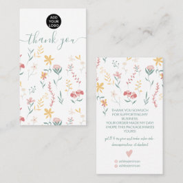 Cartão De Visita Obrigado de ilustração floral fofo editável
