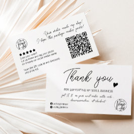 Cartão De Visita Obrigado de logotipo de ordem branca preta de scri