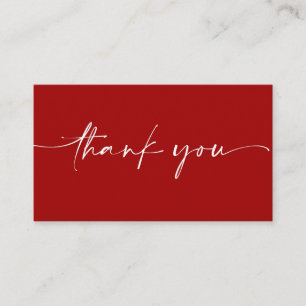 Cartão De Visita Obrigado de ordem de caligrafia de script vermelho