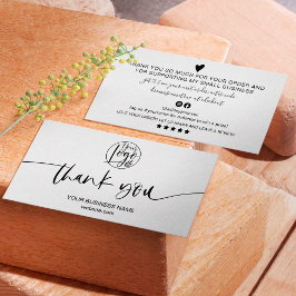 Cartão De Visita Obrigado de ordem de script preto mínimo moderno