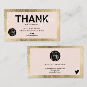 Cartão De Visita Obrigado de pedido de logotipo de script branco-do