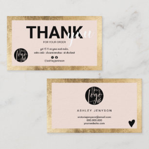 Cartão De Visita obrigado de pedido de logotipo de script de ouro g