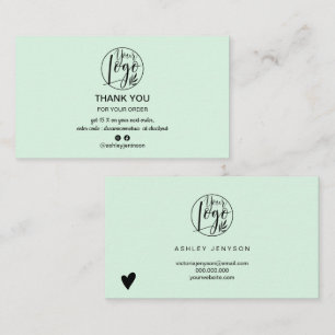 Cartão De Visita Obrigado de pedido de logotipo minimalista verde d