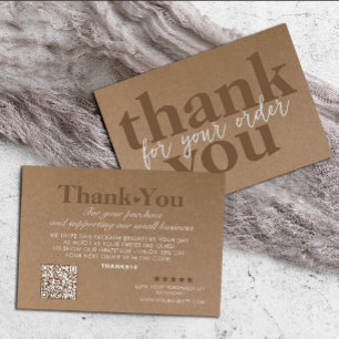 Cartão De Visita Obrigado de pedido de papel Rustic Kraft