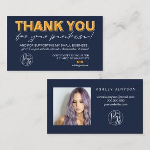 Cartão De Visita Obrigado de pedido do logotipo do script azul lara