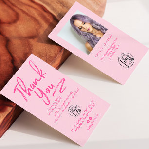 Cartão De Visita Obrigado de pedido do logotipo do script rosa-boho