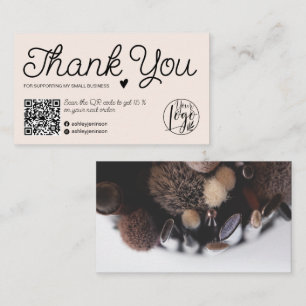 Cartão De Visita Obrigado de pedido rosa moderno para a sua foto de